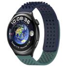 For Huawei Watch 4 22mm Holes Breathable 3D Dots Silicone Watch Band(Midnight Blue+Olive Green) - 1