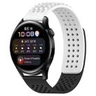 For Huawei Watch 3 22mm Holes Breathable 3D Dots Silicone Watch Band(White+Black) - 1