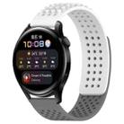 For Huawei Watch 3 22mm Holes Breathable 3D Dots Silicone Watch Band(White+Grey) - 1