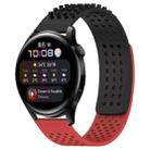 For Huawei Watch 3 22mm Holes Breathable 3D Dots Silicone Watch Band(Black+Red) - 1