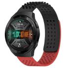 For Huawei Watch GT 2E 22mm Holes Breathable 3D Dots Silicone Watch Band(Black+Red) - 1