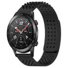 For Honor Watch GS 3i 22mm Holes Breathable 3D Dots Silicone Watch Band(Black) - 1