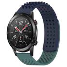 For Honor Watch GS 3i 22mm Holes Breathable 3D Dots Silicone Watch Band(Midnight Blue+Olive Green) - 1