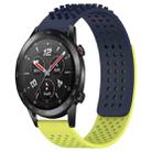 For Honor Watch GS 3i 22mm Holes Breathable 3D Dots Silicone Watch Band(Midnight Blue+Lime Green) - 1