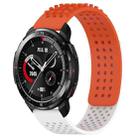For Honor Watch GS Pro 22mm Holes Breathable 3D Dots Silicone Watch Band(Orange+White) - 1