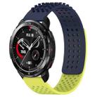 For Honor Watch GS Pro 22mm Holes Breathable 3D Dots Silicone Watch Band(Midnight Blue+Lime Green) - 1
