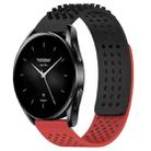 For Xiaomi Watch S2 46mm 22mm Holes Breathable 3D Dots Silicone Watch Band(Black+Red) - 1