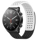 For Xiaomi MI Watch S1 22mm Holes Breathable 3D Dots Silicone Watch Band(White+Black) - 1