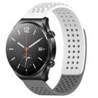 For Xiaomi MI Watch S1 22mm Holes Breathable 3D Dots Silicone Watch Band(White+Grey) - 1