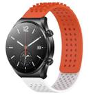 For Xiaomi MI Watch S1 22mm Holes Breathable 3D Dots Silicone Watch Band(Orange+White) - 1