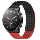 For Xiaomi MI Watch S1 22mm Holes Breathable 3D Dots Silicone Watch Band(Black+Red) - 1