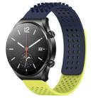 For Xiaomi MI Watch S1 22mm Holes Breathable 3D Dots Silicone Watch Band(Midnight Blue+Lime Green) - 1