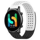For Xiaomi Haylou RT2 LS10 22mm Holes Breathable 3D Dots Silicone Watch Band(White+Black) - 1