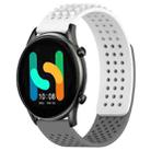 For Xiaomi Haylou RT2 LS10 22mm Holes Breathable 3D Dots Silicone Watch Band(White+Grey) - 1