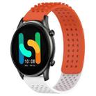 For Xiaomi Haylou RT2 LS10 22mm Holes Breathable 3D Dots Silicone Watch Band(Orange+White) - 1