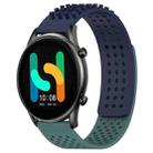 For Xiaomi Haylou RT2 LS10 22mm Holes Breathable 3D Dots Silicone Watch Band(Midnight Blue+Olive Green) - 1