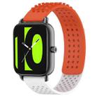 For Xiaomi Haylou RS4 LS12 22mm Holes Breathable 3D Dots Silicone Watch Band(Orange+White) - 1