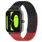 For Xiaomi Haylou RS4 LS12 22mm Holes Breathable 3D Dots Silicone Watch Band(Black+Red) - 1