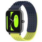For Xiaomi Haylou RS4 LS12 22mm Holes Breathable 3D Dots Silicone Watch Band(Midnight Blue+Lime Green) - 1