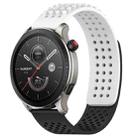 For Amazfit GTR 4 22mm Holes Breathable 3D Dots Silicone Watch Band(White+Black) - 1