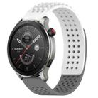 For Amazfit GTR 4 22mm Holes Breathable 3D Dots Silicone Watch Band(White+Grey) - 1