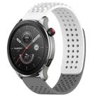 For Amazfit GTR 4 Pro 22mm Holes Breathable 3D Dots Silicone Watch Band(White+Grey) - 1