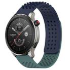 For Amazfit GTR 4 Pro 22mm Holes Breathable 3D Dots Silicone Watch Band(Midnight Blue+ Olive Green) - 1