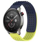 For Amazfit GTR 4 Pro 22mm Holes Breathable 3D Dots Silicone Watch Band(Midnight Blue+ Lime Green) - 1