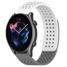 For Amazfit GTR 3 22mm Holes Breathable 3D Dots Silicone Watch Band(White+Grey) - 1