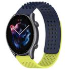 For Amazfit GTR 3 22mm Holes Breathable 3D Dots Silicone Watch Band(Midnight Blue+ Lime Green) - 1