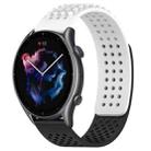 For Amazfit GTR 3 Pro 22mm Holes Breathable 3D Dots Silicone Watch Band(White+Black) - 1