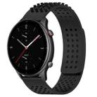 For Amazfit GTR 2e 22mm Holes Breathable 3D Dots Silicone Watch Band(Black) - 1