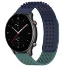 For Amazfit GTR 2e 22mm Holes Breathable 3D Dots Silicone Watch Band(Midnight Blue+ Olive Green) - 1