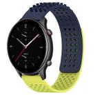 For Amazfit GTR 2e 22mm Holes Breathable 3D Dots Silicone Watch Band(Midnight Blue+ Lime Green) - 1