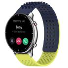 For Amazfit GTR 2 22mm Holes Breathable 3D Dots Silicone Watch Band(Midnight Blue+ Lime Green) - 1