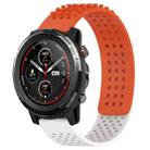 For Amazfit 3 22mm Holes Breathable 3D Dots Silicone Watch Band(Orange+White) - 1