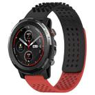 For Amazfit 3 22mm Holes Breathable 3D Dots Silicone Watch Band(Black+Red) - 1