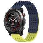For Amazfit 3 22mm Holes Breathable 3D Dots Silicone Watch Band(Midnight Blue+ Lime Green) - 1