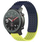 For Amazfit GTR 47mm 22mm Holes Breathable 3D Dots Silicone Watch Band(Midnight Blue+ Lime Green) - 1