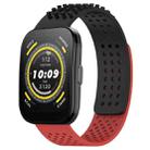 For Amazfit Bip 5 22mm Holes Breathable 3D Dots Silicone Watch Band(Black+Red) - 1