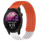 For Garmin Forerunner 255 22mm Holes Breathable 3D Dots Silicone Watch Band(Orange+White) - 1