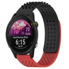 For Garmin Forerunner 255 22mm Holes Breathable 3D Dots Silicone Watch Band(Black+Red) - 1