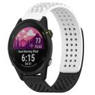 For Garmin Forerunner 255 Music 22mm Holes Breathable 3D Dots Silicone Watch Band(White+Black) - 1