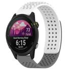 For Garmin Forerunner 255 Music 22mm Holes Breathable 3D Dots Silicone Watch Band(White+Grey) - 1