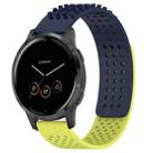 For Garmin Vivoactive 4 22mm Holes Breathable 3D Dots Silicone Watch Band(Midnight Blue+Lime Green) - 1