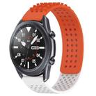 For Samsung Galaxy Watch3 45mm 22mm Holes Breathable 3D Dots Silicone Watch Band(Orange+White) - 1