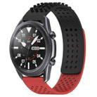 For Samsung Galaxy Watch3 45mm 22mm Holes Breathable 3D Dots Silicone Watch Band(Black+Red) - 1