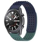 For Samsung Galaxy Watch3 45mm 22mm Holes Breathable 3D Dots Silicone Watch Band(Midnight Blue+Olive Green) - 1