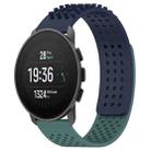 For SUUNTO 9 Peak Pro 22mm Holes Breathable 3D Dots Silicone Watch Band(Midnight Blue+Olive Green) - 1