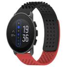 For  SUUNTO 9 Peak 22mm Holes Breathable 3D Dots Silicone Watch Band(Black+Red) - 1